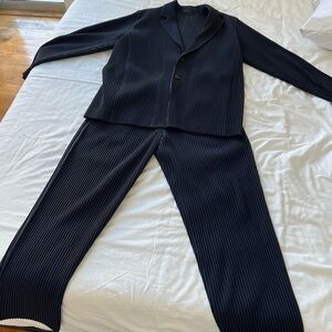 Issey Miyake Blue Pleated Suit